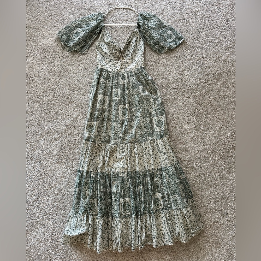 NWT Abercrombie & Fitch Green and Cream Patterned Maxi Dress